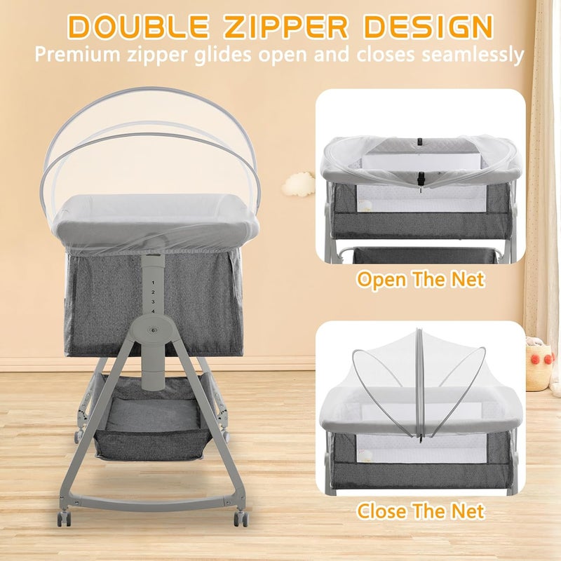 jiangcha Bassinet Cover for Cats - Mosquito Net Cover for Bassinet Bedside Sleeper Travel Crib to Keep Cats Out - Breathable Baby Mosquito Net with 2-Way Zipper (White-Small) - Image 4
